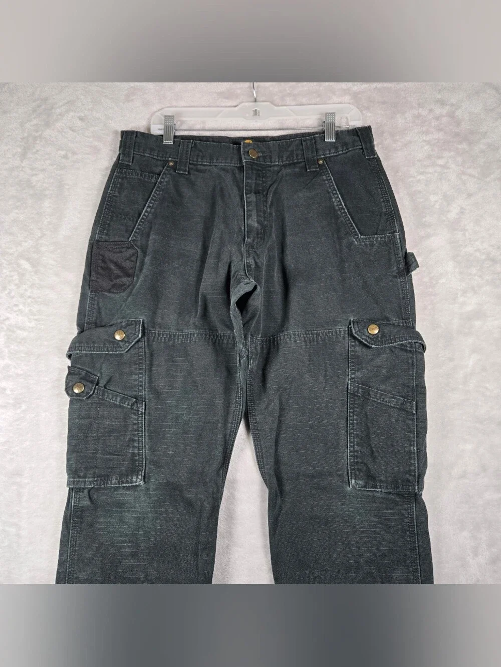 Carhartt Double Knee Cargo Pants Mens Size 34x30 Black Relaxed Fit Ripstop Y2K